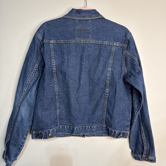 Levi Strauss Signature Denim Jacket Womens Y2K Cropped Trucker Sz Large 12/14 - Picture 5 of 16